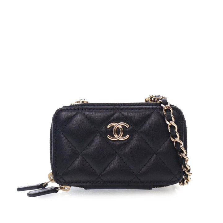 Chanel Mini Cuir d’agneau Trendy CC Cardholder With Chain Noir – GABY PARIS Authentique