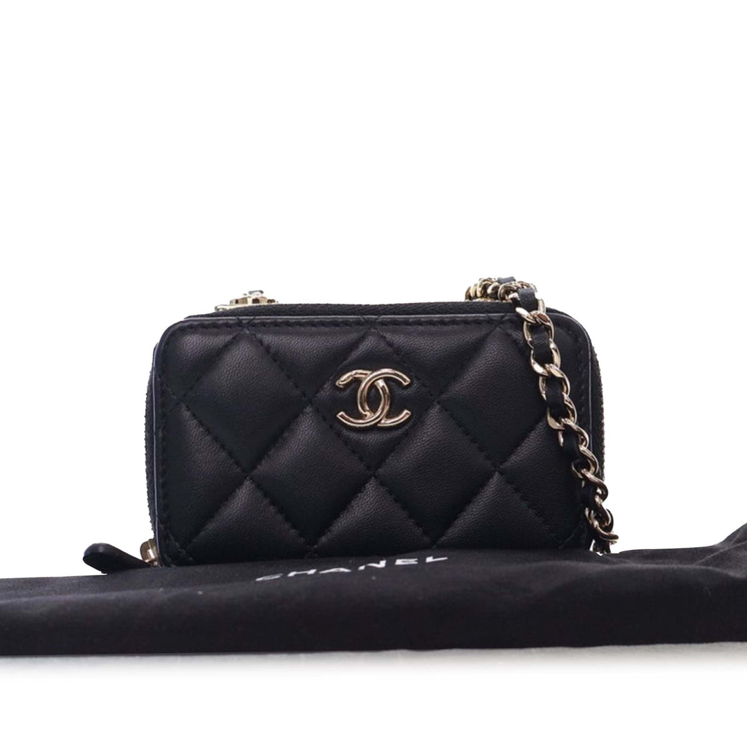 Chanel Mini Cuir d’agneau Trendy CC Cardholder With Chain Noir – GABY PARIS Authentique