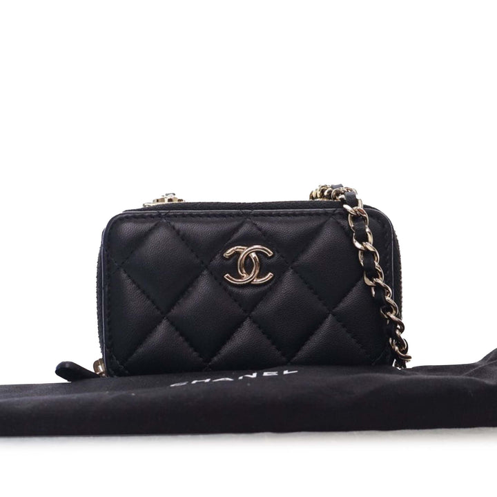 Chanel Mini Cuir d’agneau Trendy CC Cardholder With Chain Noir – GABY PARIS Authentique