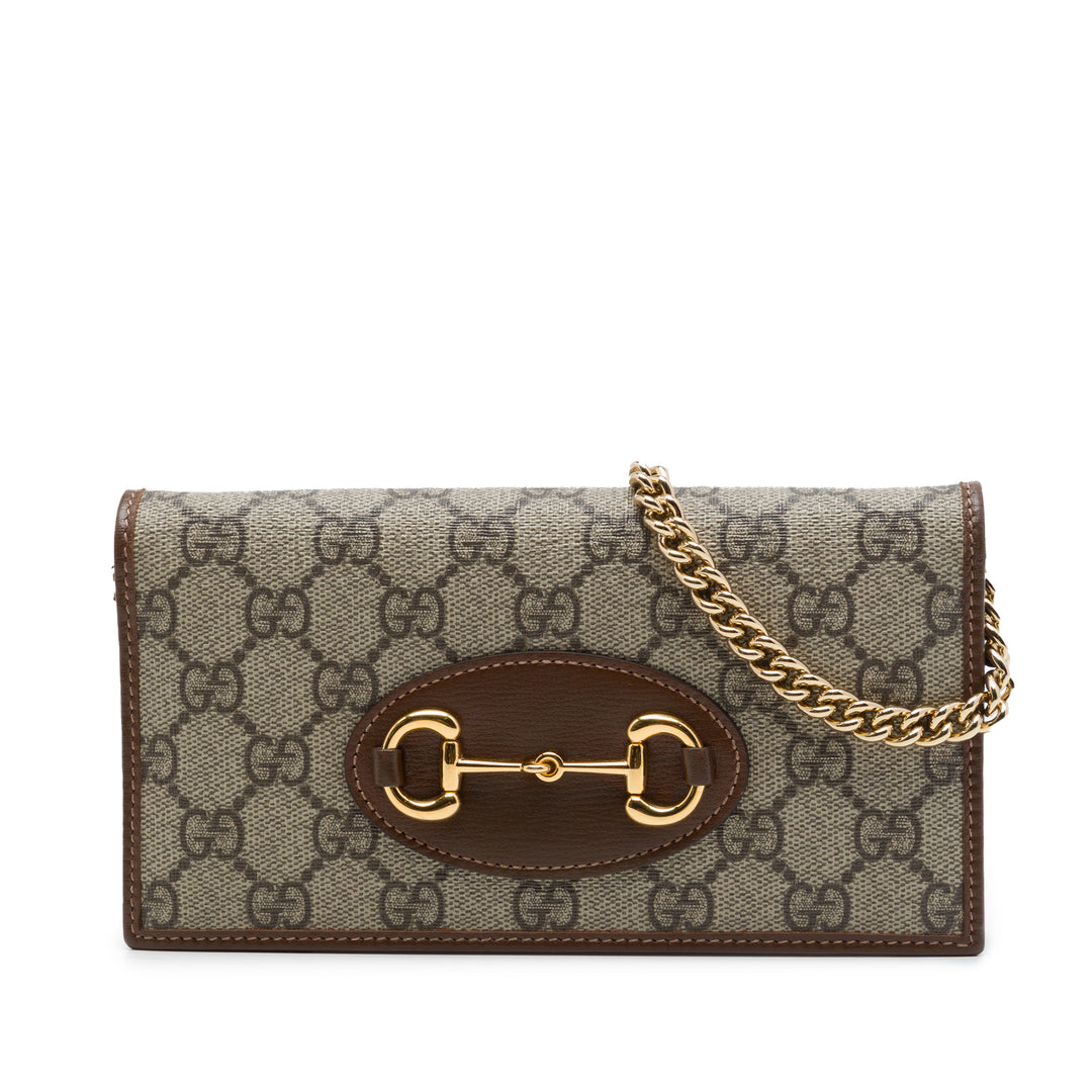 Gucci Sac bandoulière Horsebit 1955 Wallet on Chain GG Supreme Beige – vue principale – GABY PARIS