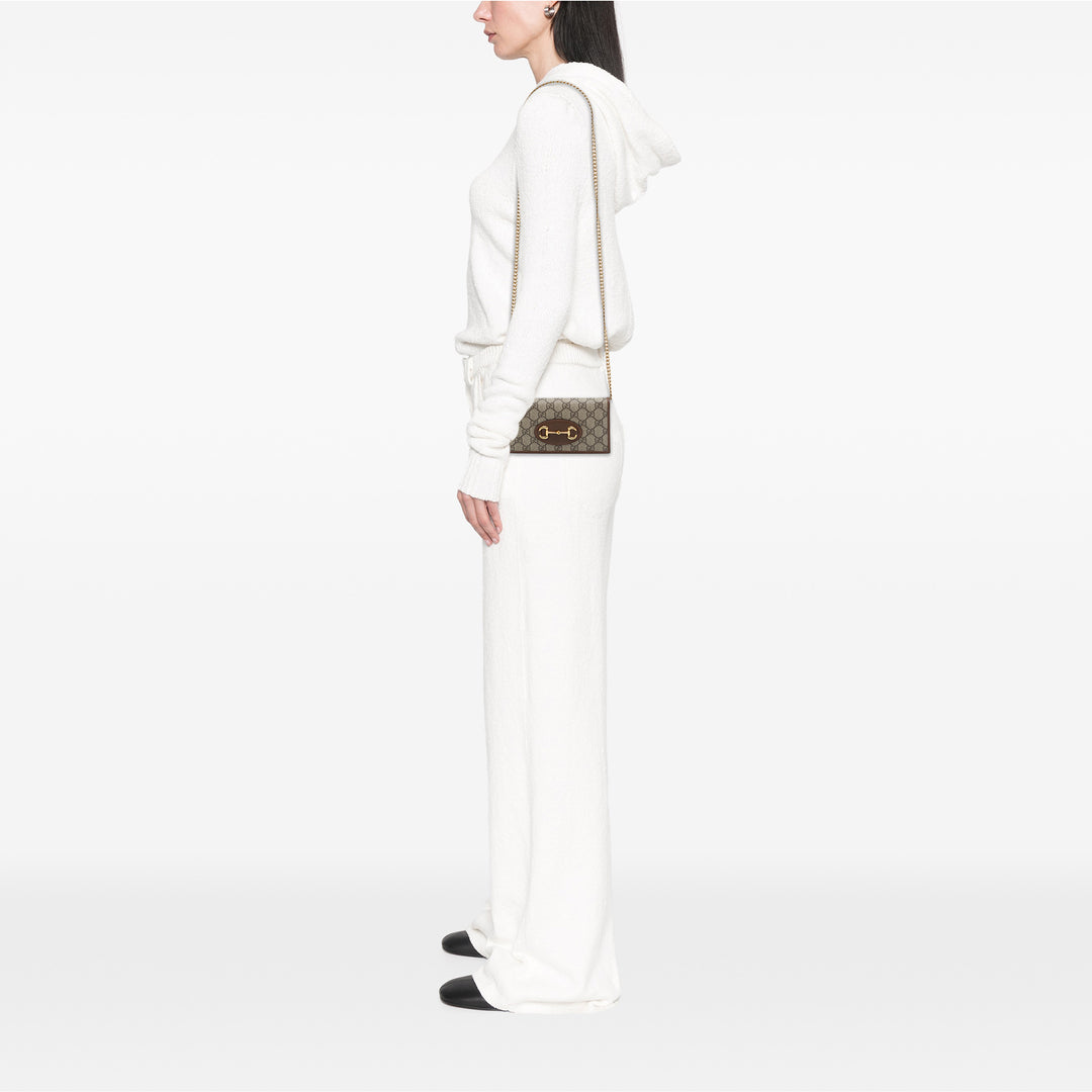 Gucci Sac bandoulière Horsebit 1955 Wallet on Chain GG Supreme Beige – vue 6 – GABY PARIS