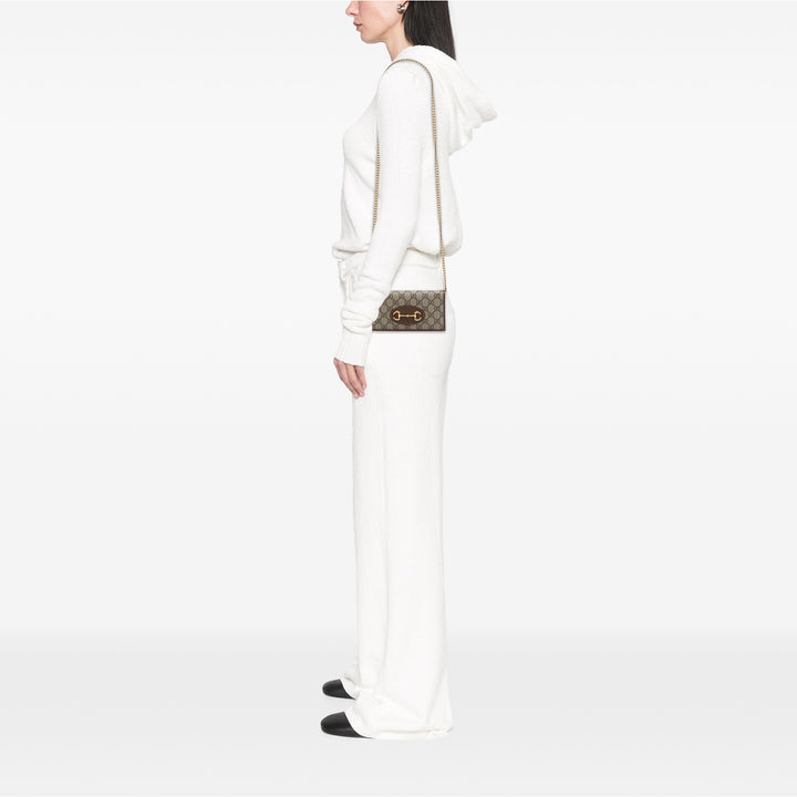 Gucci Sac bandoulière Horsebit 1955 Wallet on Chain GG Supreme Beige – vue 6 – GABY PARIS