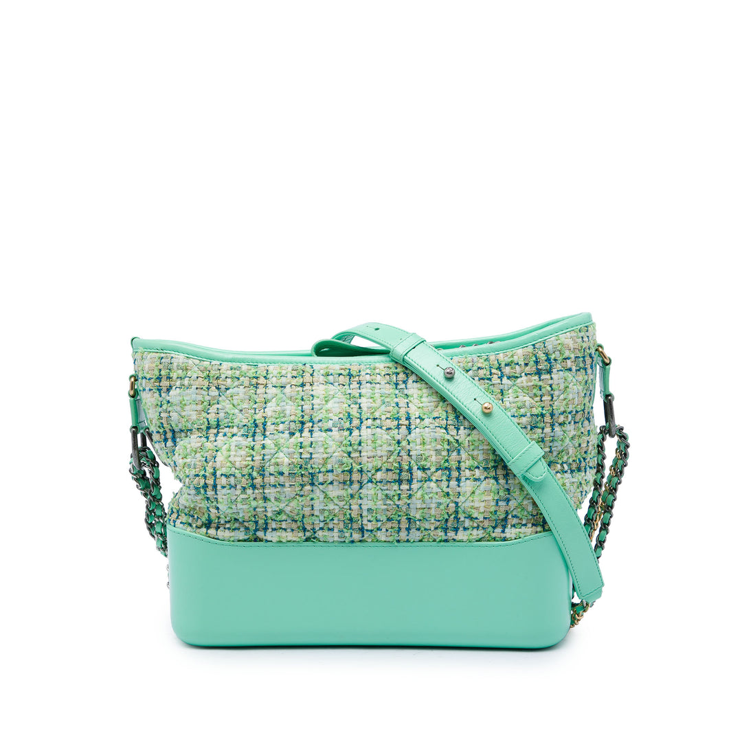 Chanel Gabrielle Sac Moyen Tweed Vert – vue principale – GABY PARIS