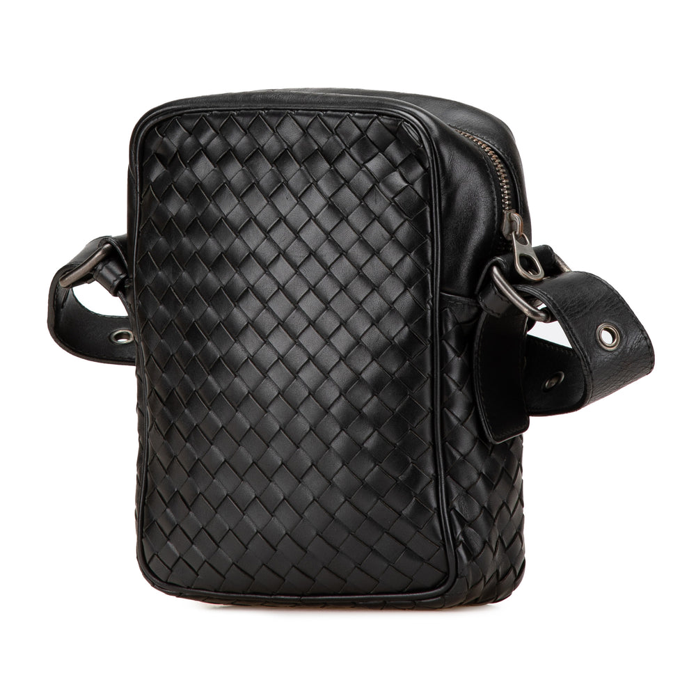 Nappa Intrecciato Front Pocket Crossbody Black - Gaby Paris