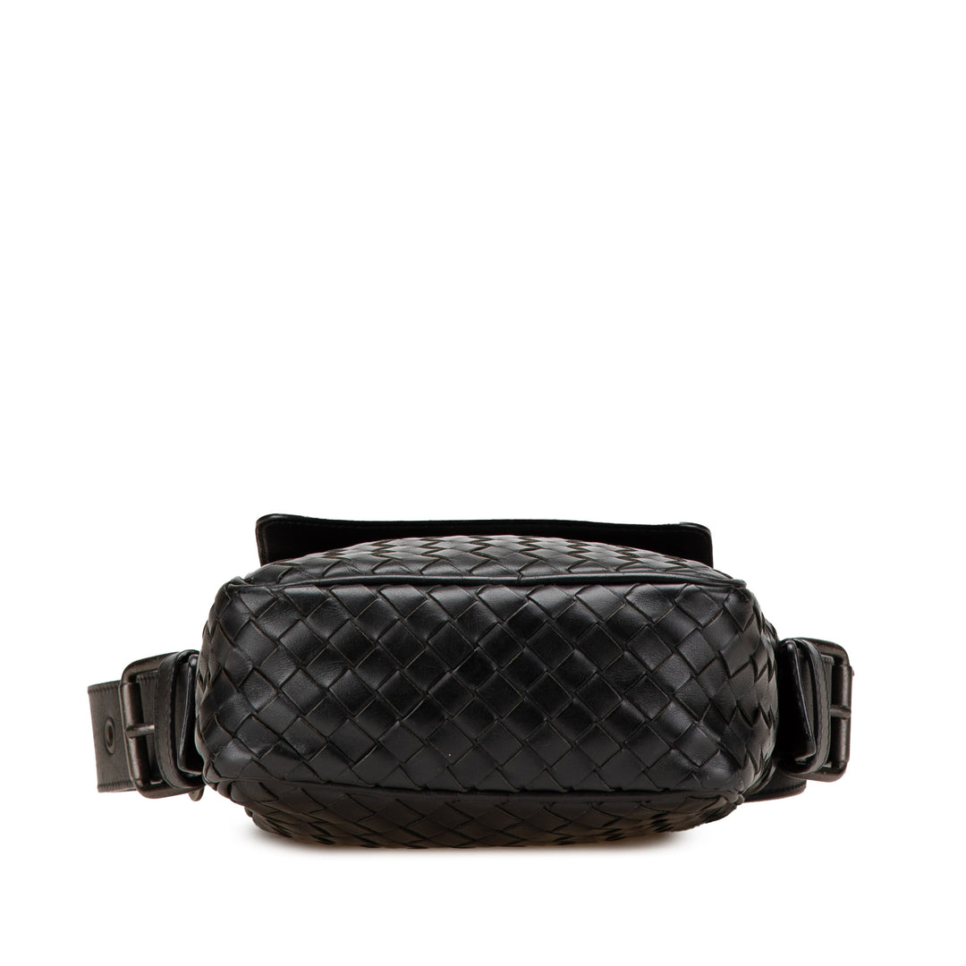 Nappa Intrecciato Front Pocket Crossbody Black - Gaby Paris