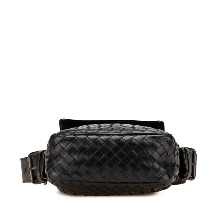 Nappa Intrecciato Front Pocket Crossbody Black - Gaby Paris