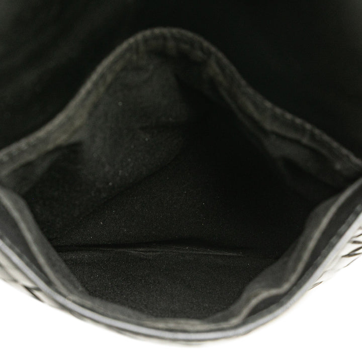 Nappa Intrecciato Front Pocket Crossbody Black - Gaby Paris