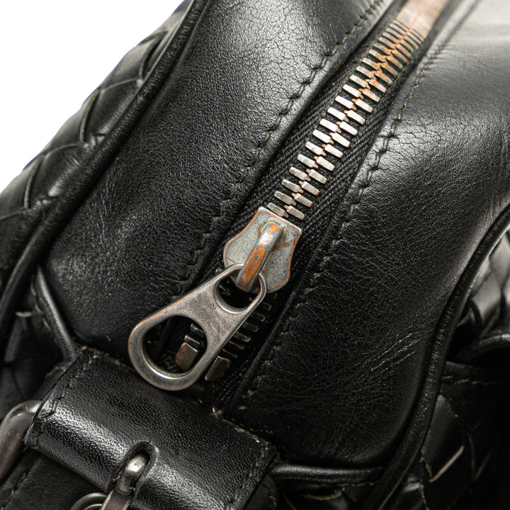 Nappa Intrecciato Front Pocket Crossbody Black - Gaby Paris