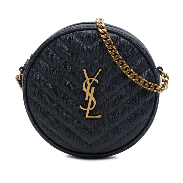 Saint Laurent Chevron Grain De Poudre Rond Vinyle Sac caméra