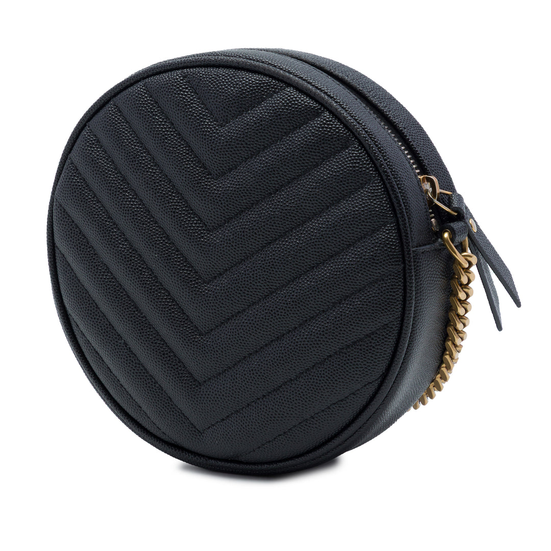 Saint Laurent Chevron Grain De Poudre Rond Vinyle Sac caméra