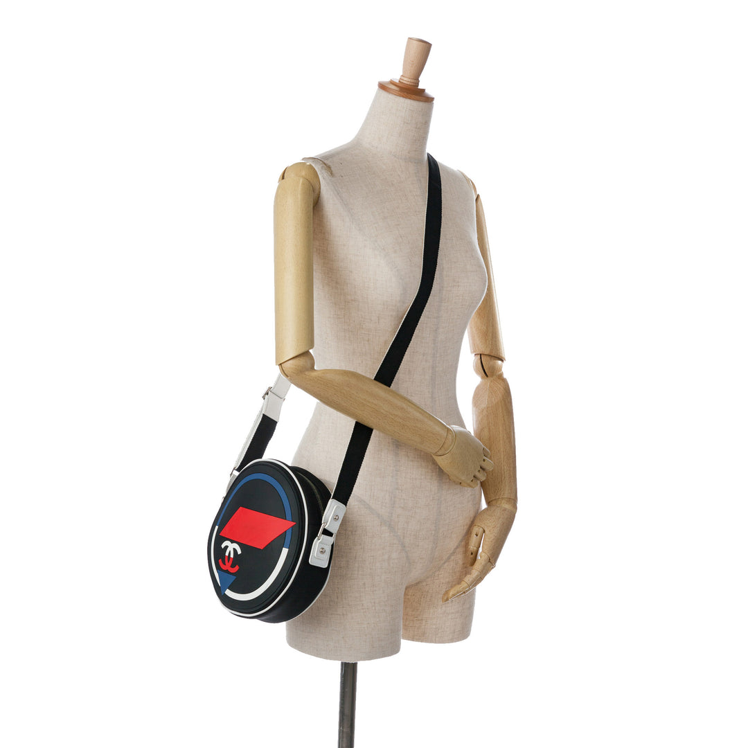 Canvas And Rubber Airlines Round Crossbody Black - Gaby Paris