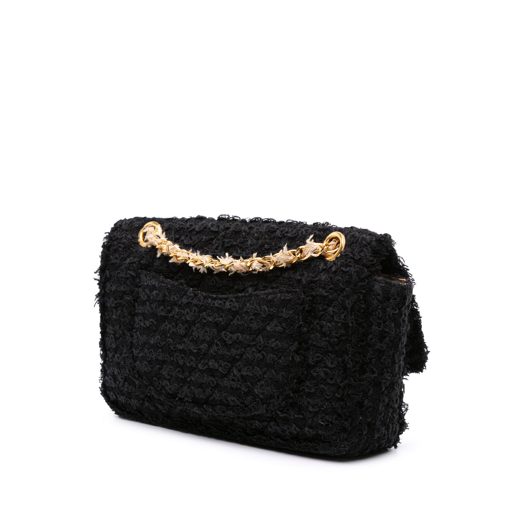 Chanel Medium Classic Tweed Simple rabat Noir