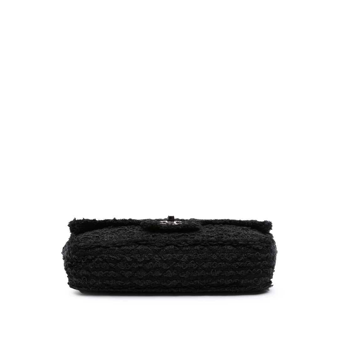 Chanel Medium Classic Tweed Simple rabat Noir