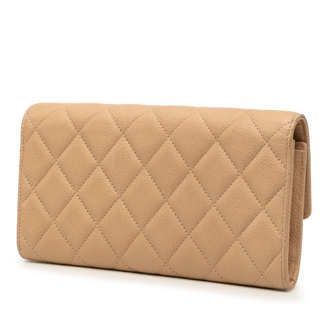 Chanel CC Matelassé Caviar Gusset à rabat Portefeuille long