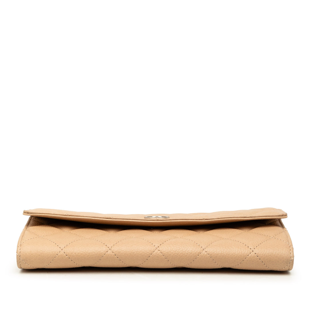 Chanel CC Matelassé Caviar Gusset à rabat Portefeuille long