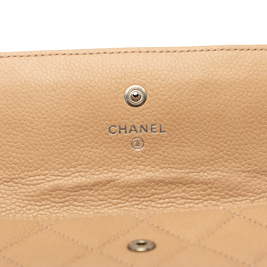 Chanel CC Matelassé Caviar Gusset à rabat Portefeuille long