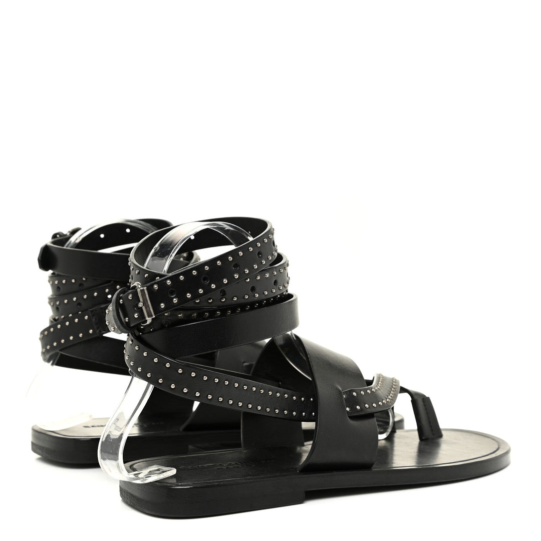 Saint Laurent Sandales plates Culver cloutées cuir noir pointure 38