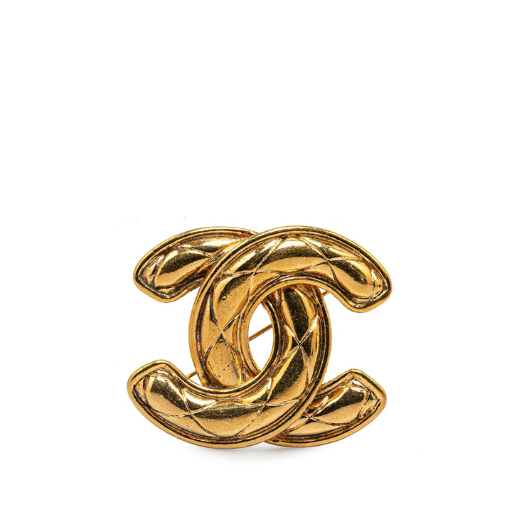 Chanel Gold Plated CC Quilted Brooch Gold - GABY PARIS