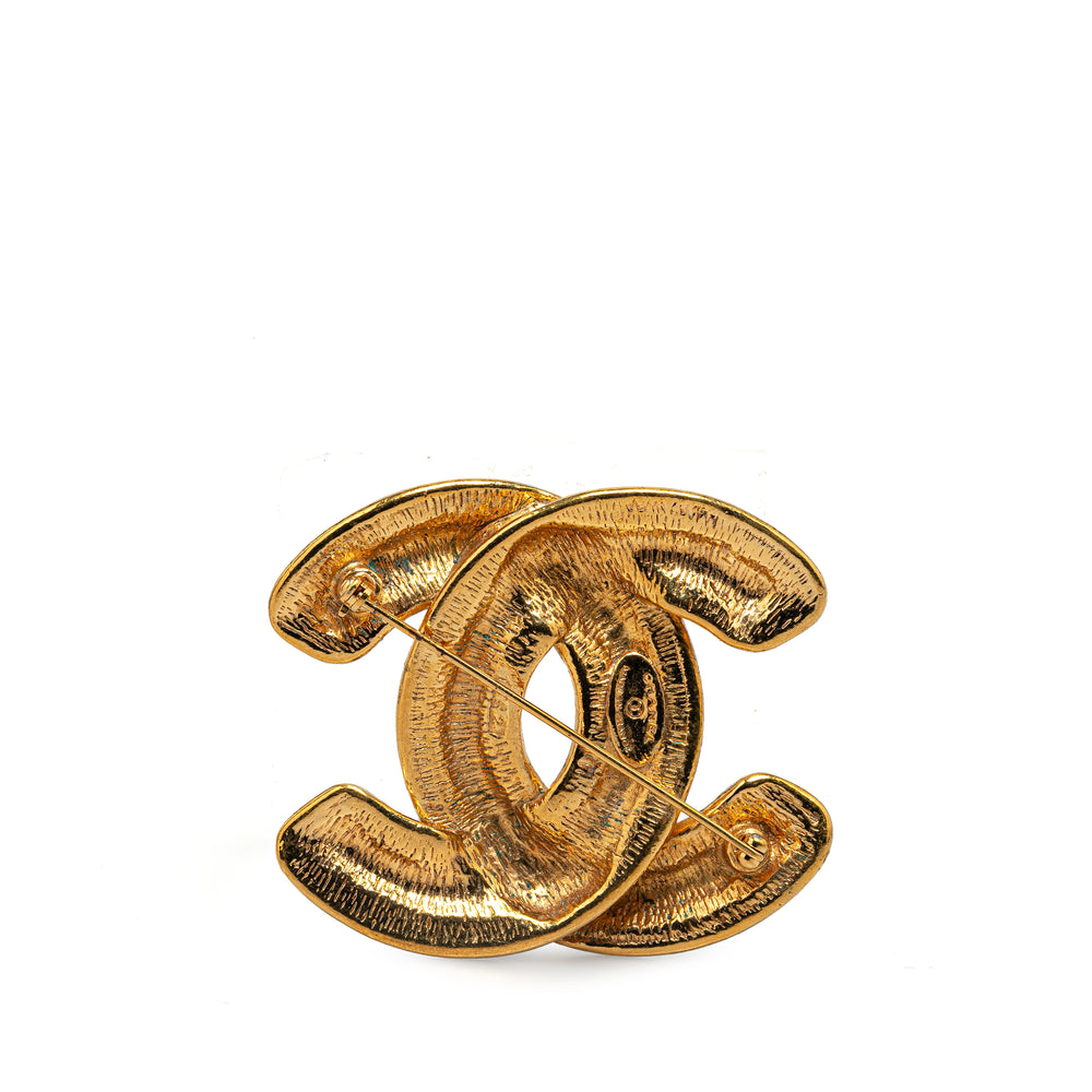 Chanel Gold Plated CC Quilted Brooch Gold - GABY PARIS