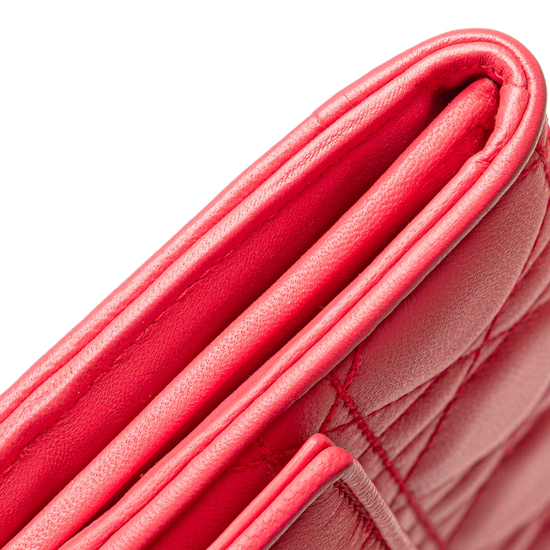 Lambskin Cannage Lady Dior Wallet On Chain Pink - Gaby Paris