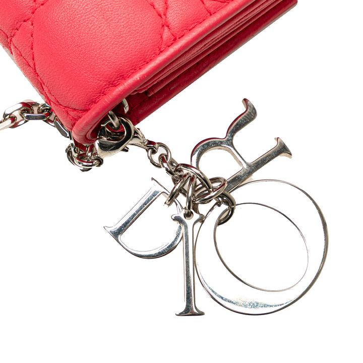 Lambskin Cannage Lady Dior Wallet On Chain Pink - Gaby Paris