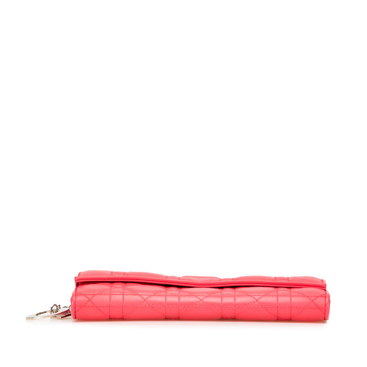 Lambskin Cannage Lady Dior Wallet On Chain Pink - Gaby Paris