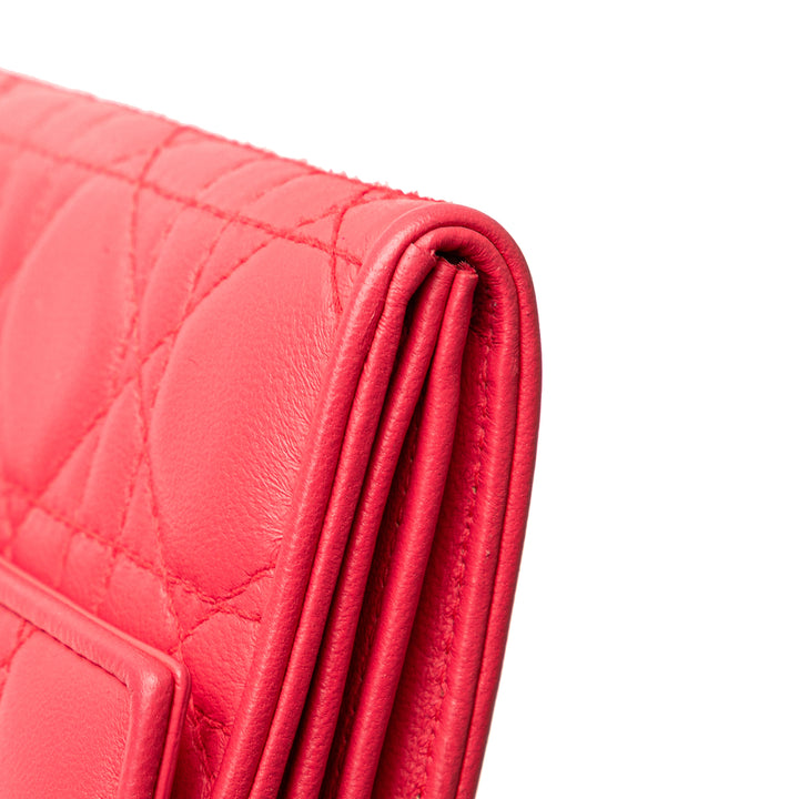 Lambskin Cannage Lady Dior Wallet On Chain Pink - Gaby Paris