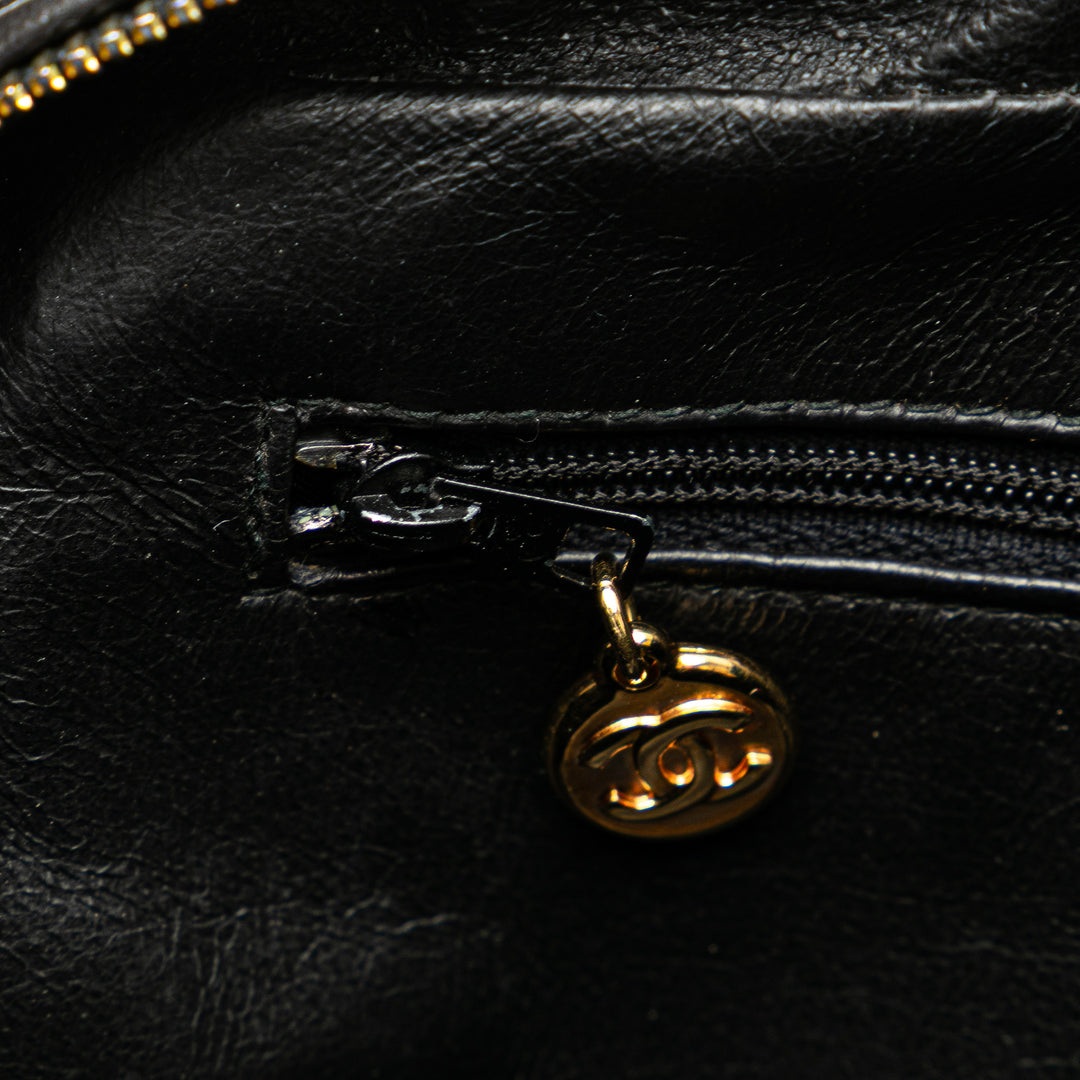 CC Quilted Lambskin Tassel Crossbody Black - Gaby Paris