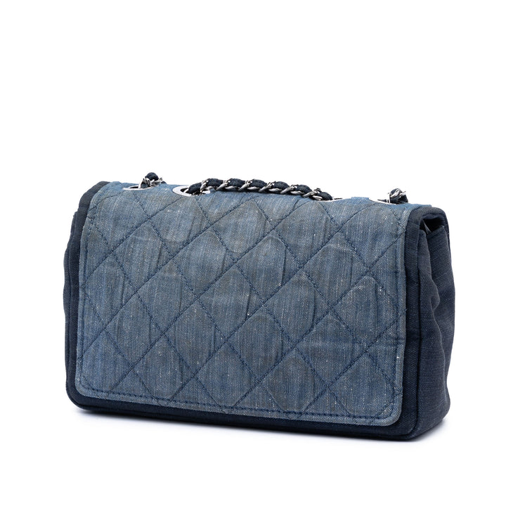 Chanel Small Bicolor Matelassé Jean Medallion à rabat