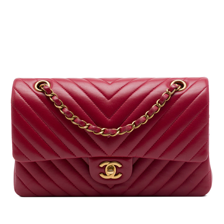 Chanel Medium Classic Chevron Cuir d’agneau Double rabat