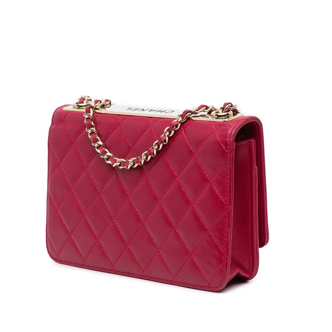 Lambskin Trendy CC Wallet On Chain Pink - Gaby Paris