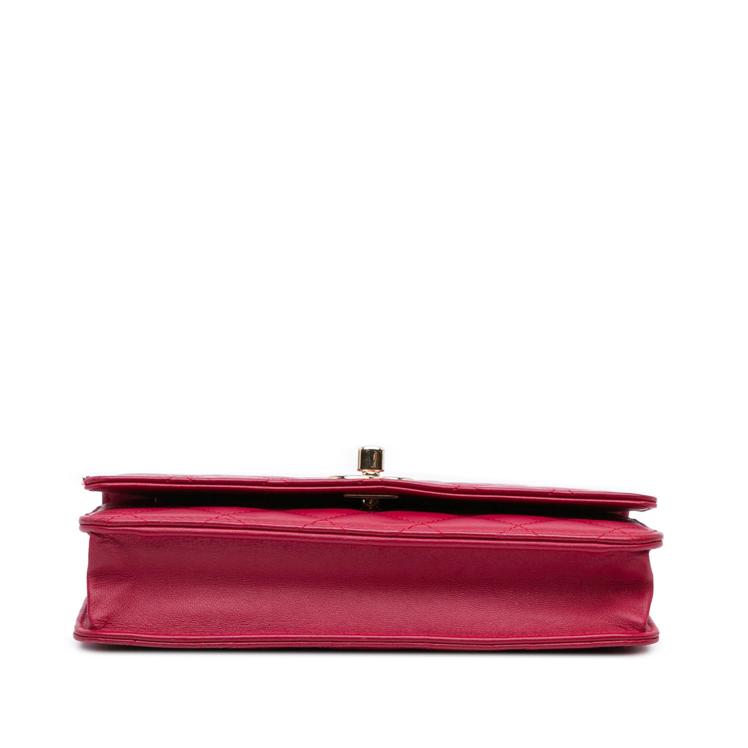 Lambskin Trendy CC Wallet On Chain Pink - Gaby Paris