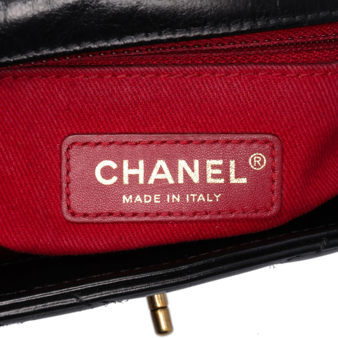 Small Chevron Aged Calfskin Coco Top Handle Bag Black - Gaby Paris