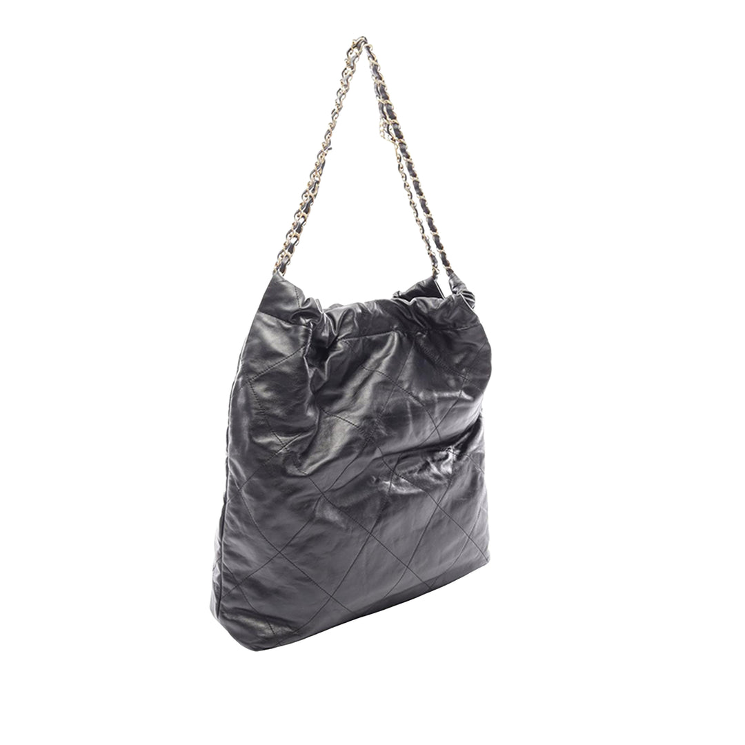 Chanel Sac porté épaule brillant 22 Hobo Grand Cuir de veau Noir – vue 2 – GABY PARIS