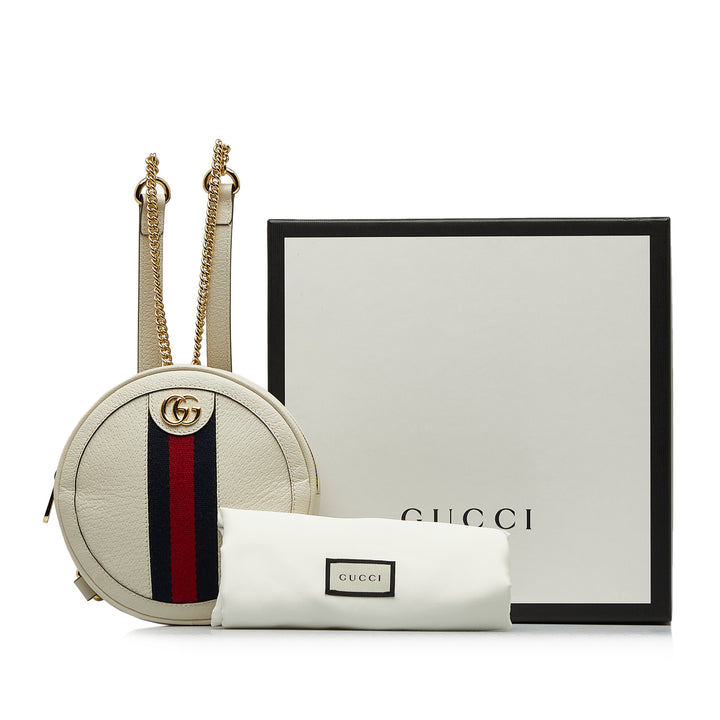 Mini Leather Round Ophidia Backpack White - Gaby Paris