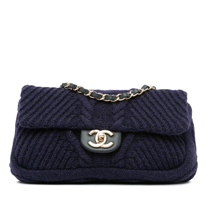 Small Paris Hamburg Cable Knit Flap Blue - Gaby Paris