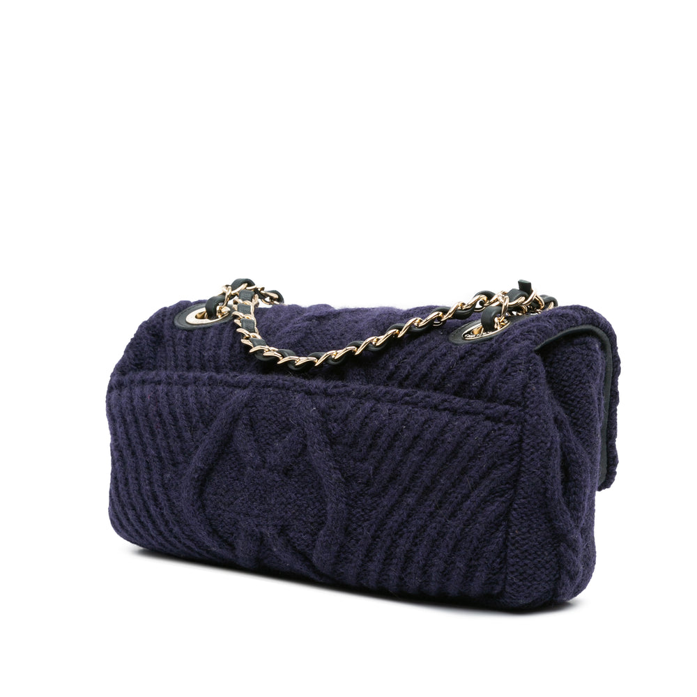 Small Paris Hamburg Cable Knit Flap Blue - Gaby Paris