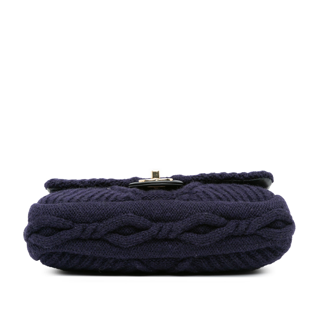 Small Paris Hamburg Cable Knit Flap Blue - Gaby Paris