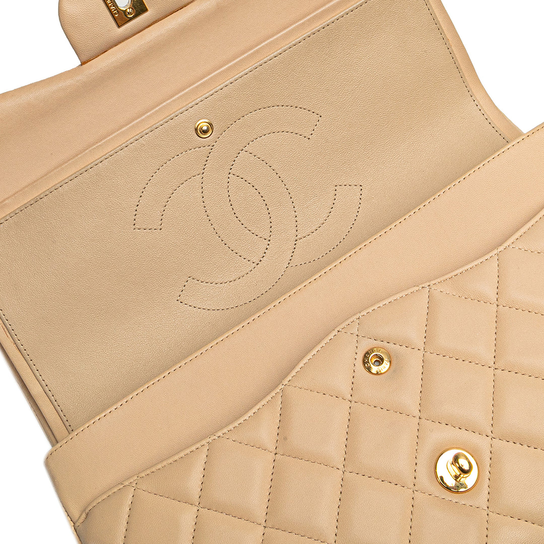 Jumbo Classic Lambskin Double Flap Brown - Gaby Paris