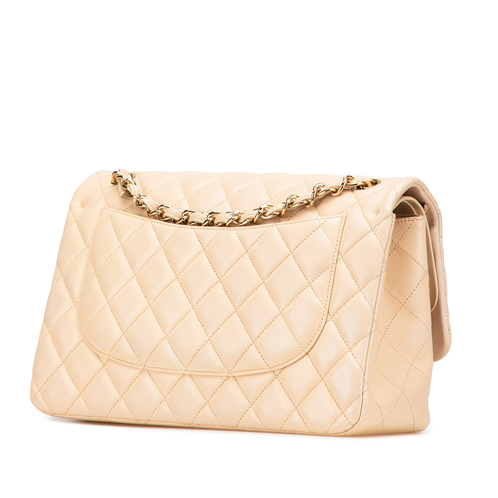 Jumbo Classic Lambskin Double Flap Brown - Gaby Paris