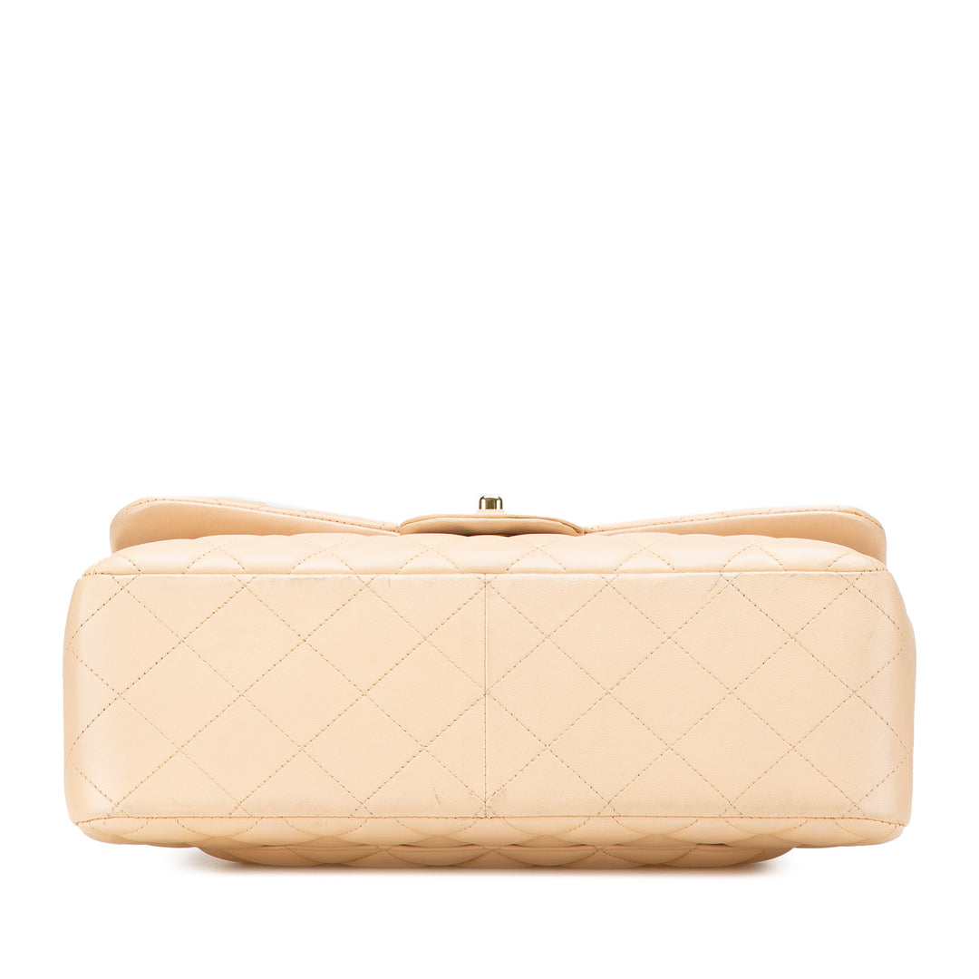 Jumbo Classic Lambskin Double Flap Brown - Gaby Paris