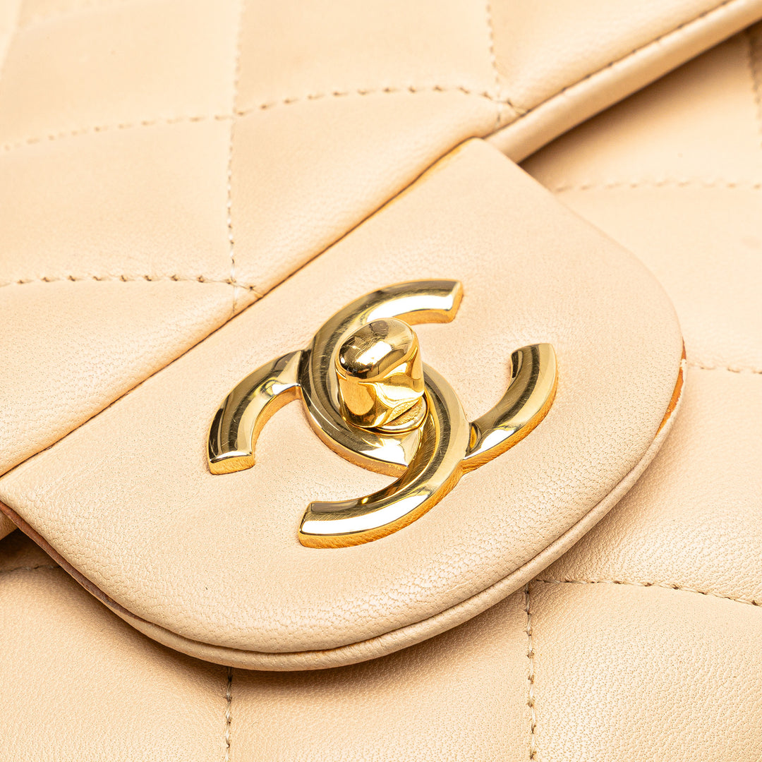 Jumbo Classic Lambskin Double Flap Brown - Gaby Paris