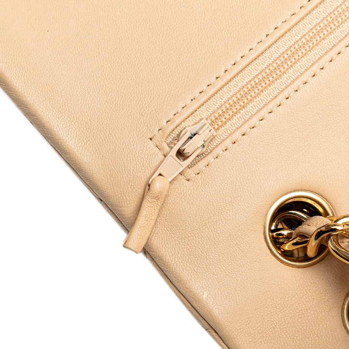 Jumbo Classic Lambskin Double Flap Brown - Gaby Paris