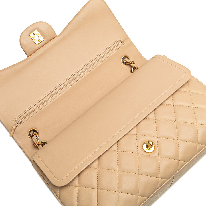 Jumbo Classic Lambskin Double Flap Brown - Gaby Paris