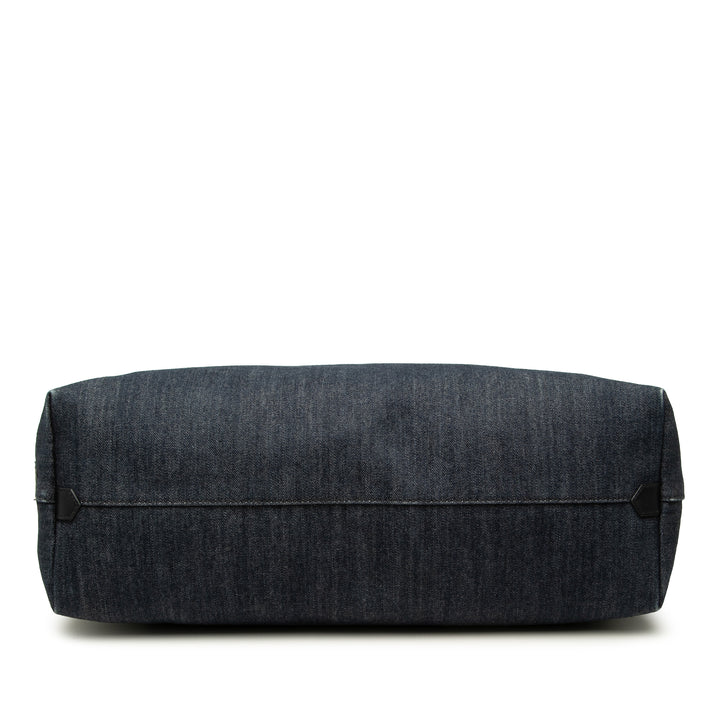 Prada Cabas Debossed Logo Drill Jean Bleu – vue 3 – GABY PARIS