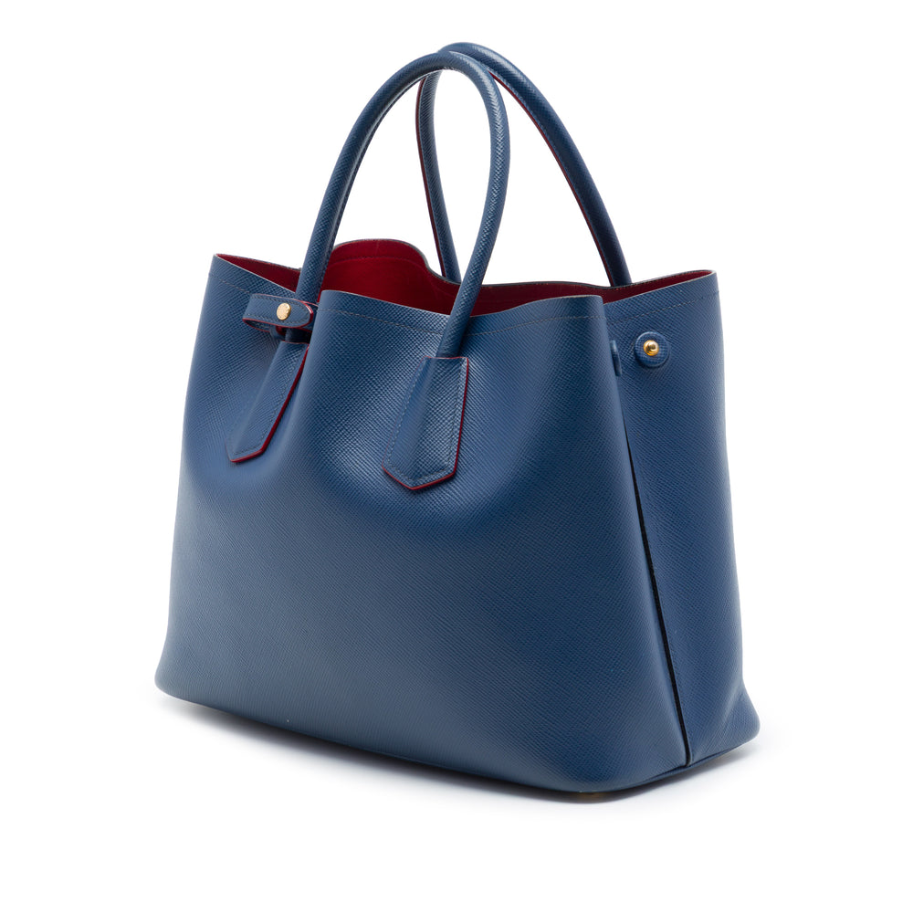 Prada Sac à main Double Poignée Saffiano Moyen Bleu – vue 2 – GABY PARIS