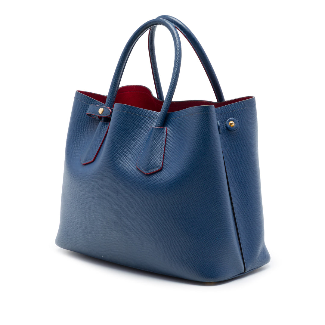 Prada Sac à main Double Poignée Saffiano Moyen Bleu – vue 2 – GABY PARIS
