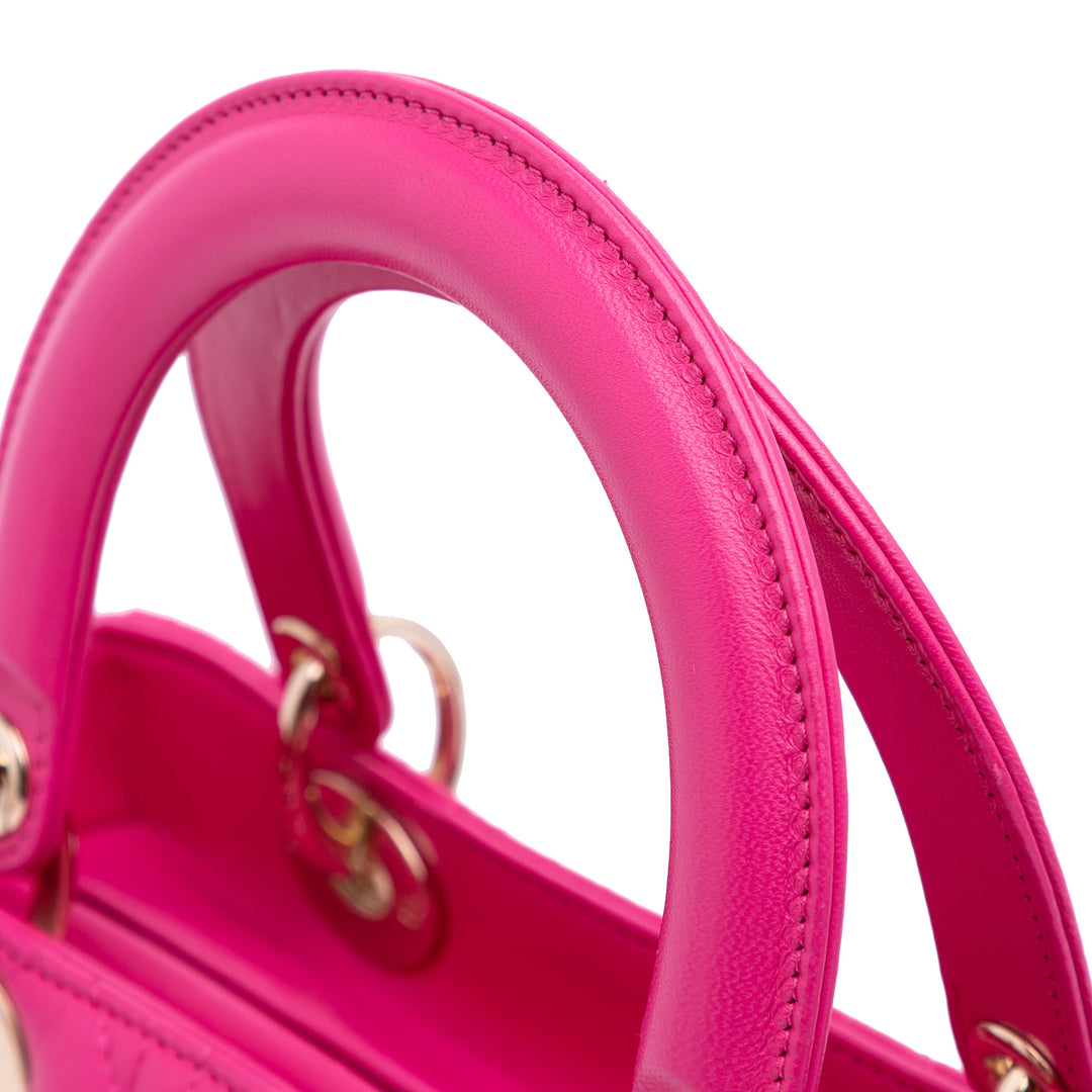 Medium Lambskin Cannage Lady Dior Pink - Gaby Paris