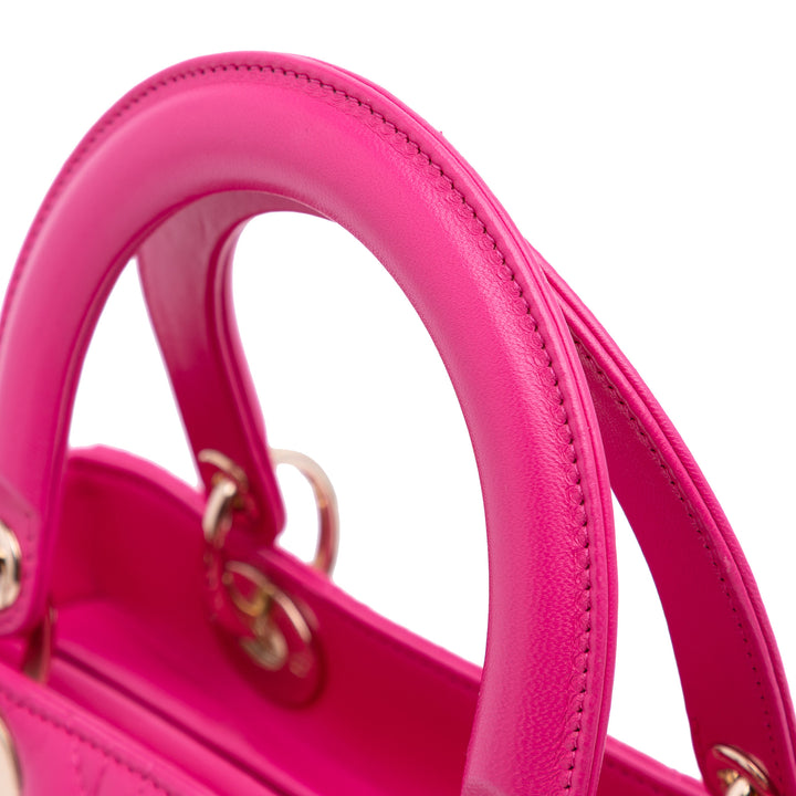 Medium Lambskin Cannage Lady Dior Pink - Gaby Paris