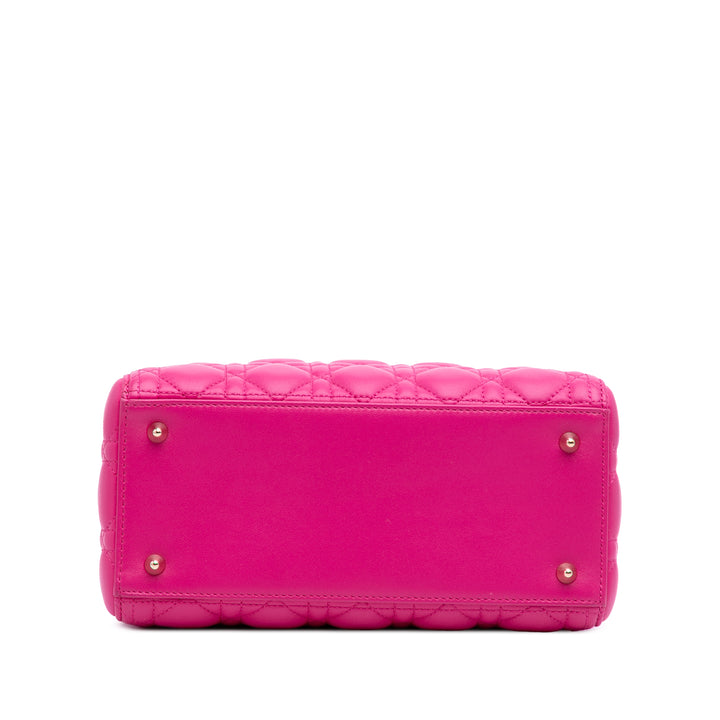 Medium Lambskin Cannage Lady Dior Pink - Gaby Paris
